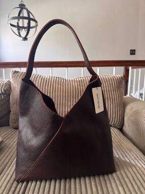 Portland Leather Oversize Naomi Shoulder Bag - Coldbrew Brown